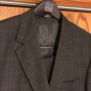 Jos A Bank Checked Gray Suit